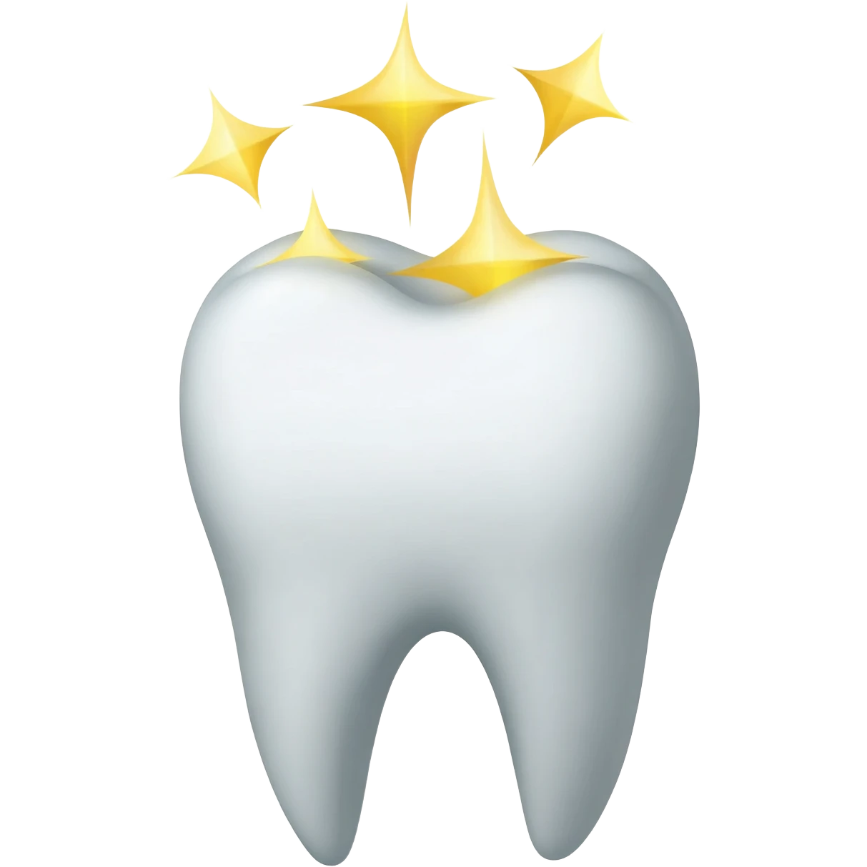 A tooth being cleaned and giving off golden shinning stars from the top emoji