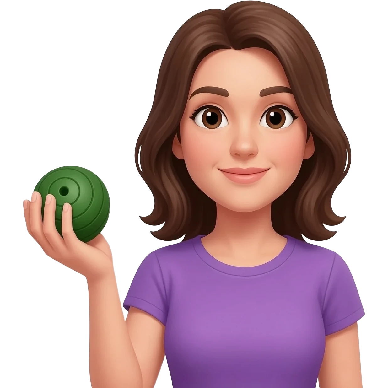 Make it a woman with a purple shirt holding the lawn bowl emoji