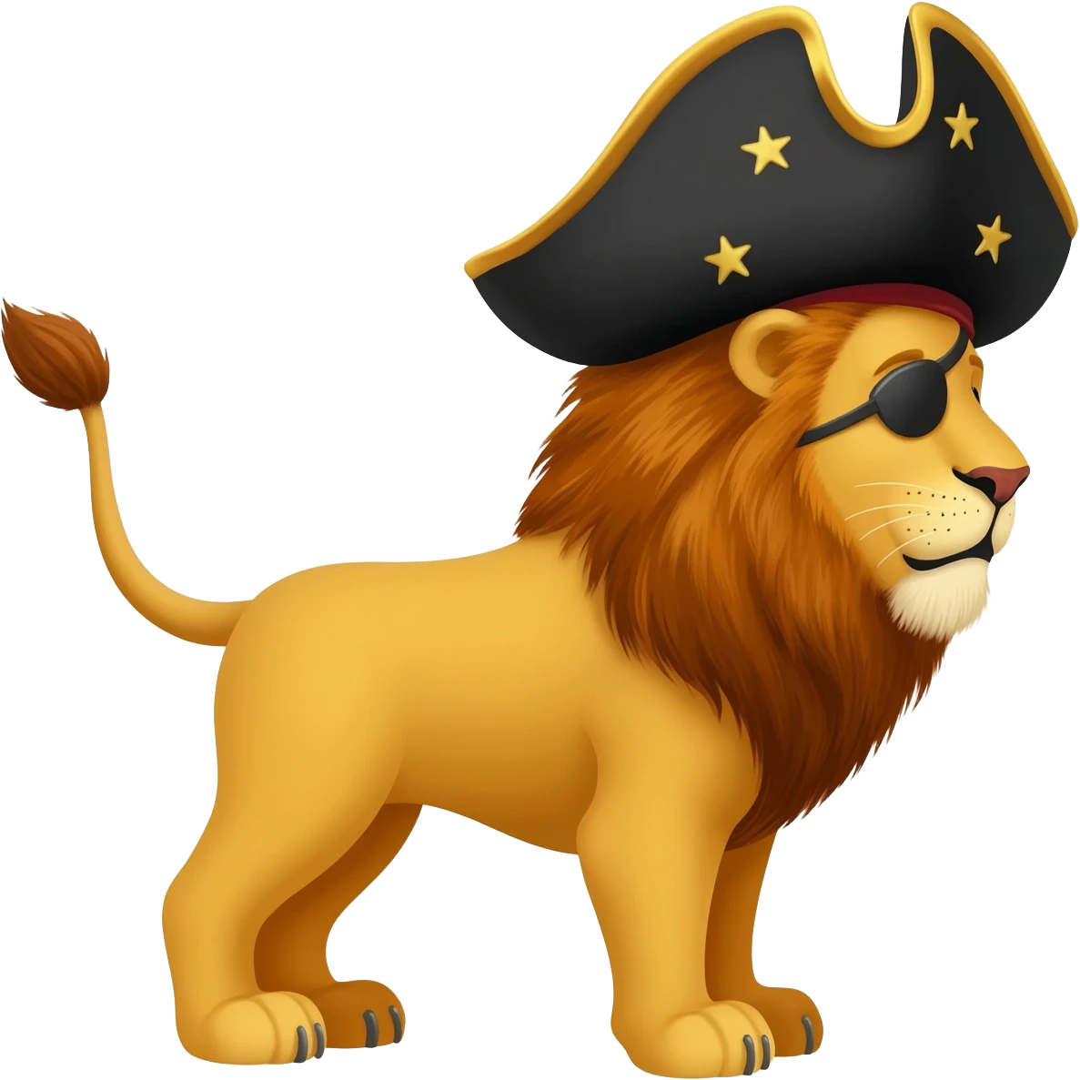 Lion with a pirate hat emoji