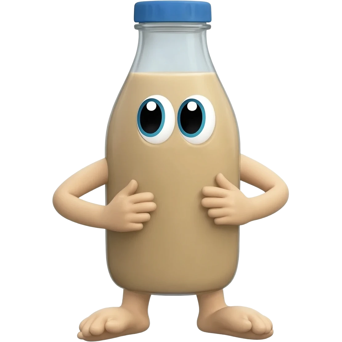 agua de horchata enbotellada con manos, piernas y ojos amigbale emoji