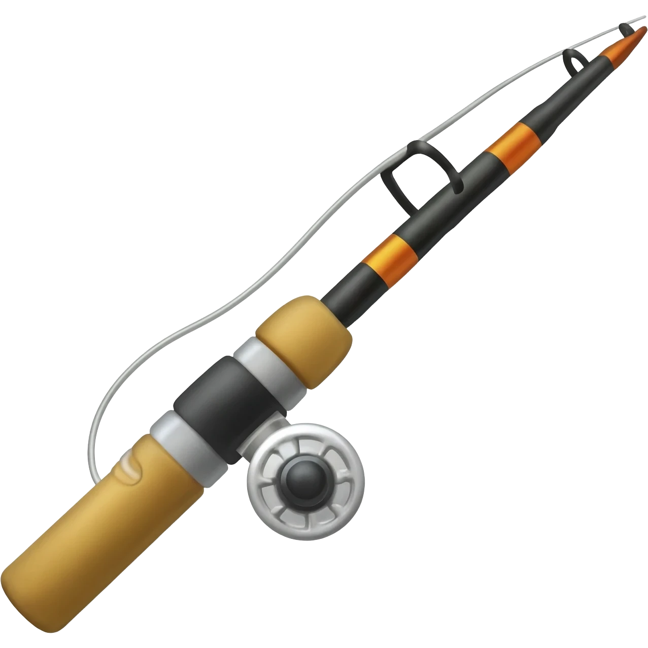 Simple Golden fishing rod with silver fishing line emoji