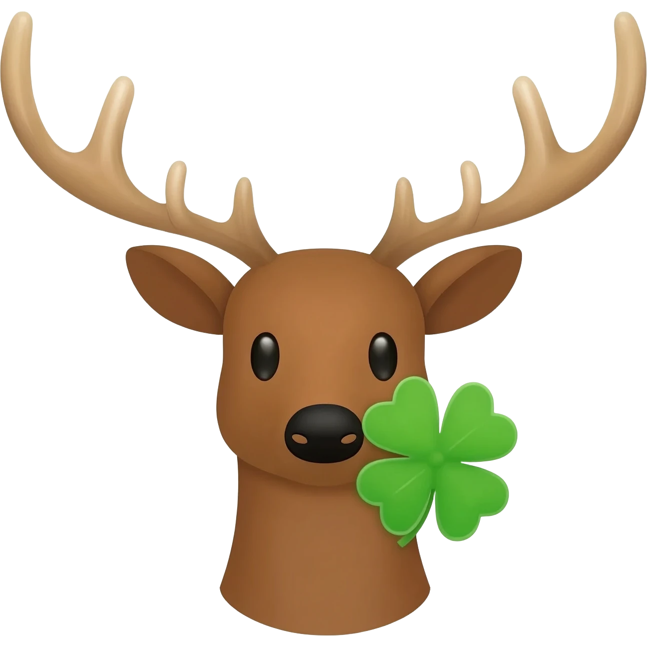 Elchkopf mit einem Glücksklee an der seite emoji