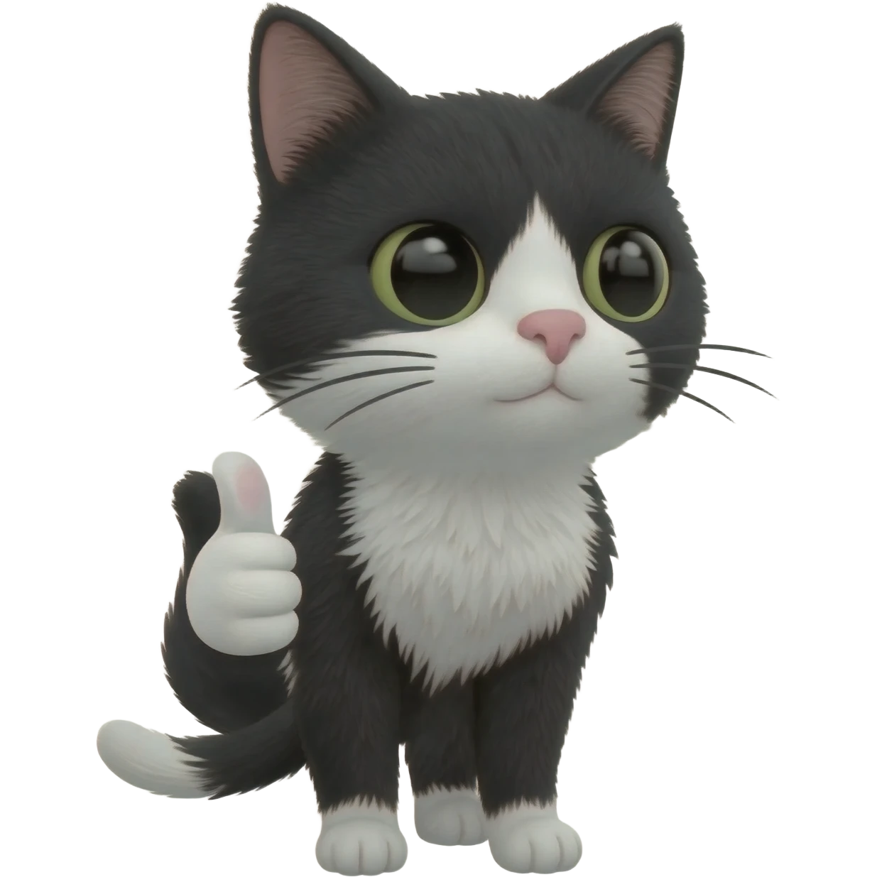 black and white cat thumbs up emoji