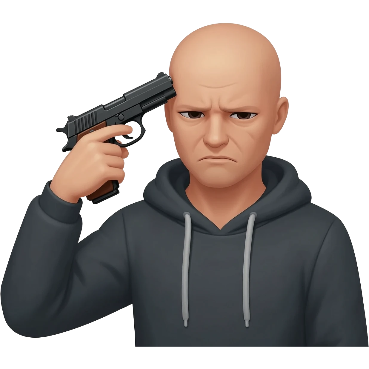 an emoji holding a gun to its head emoji