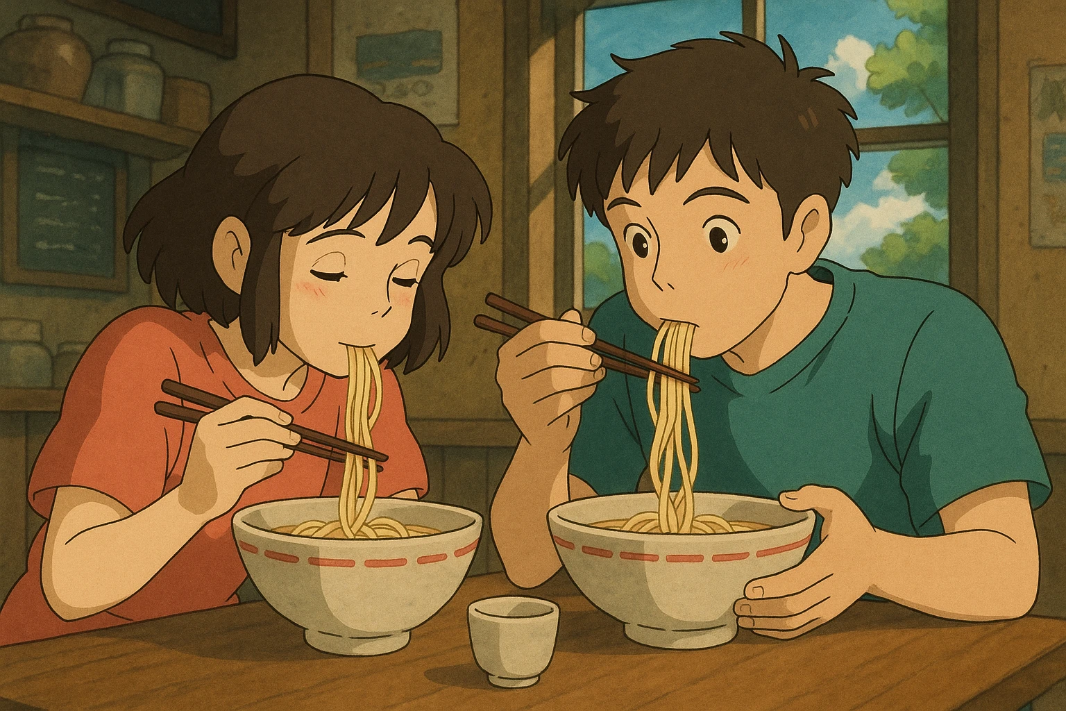 couple eating noodles emoji