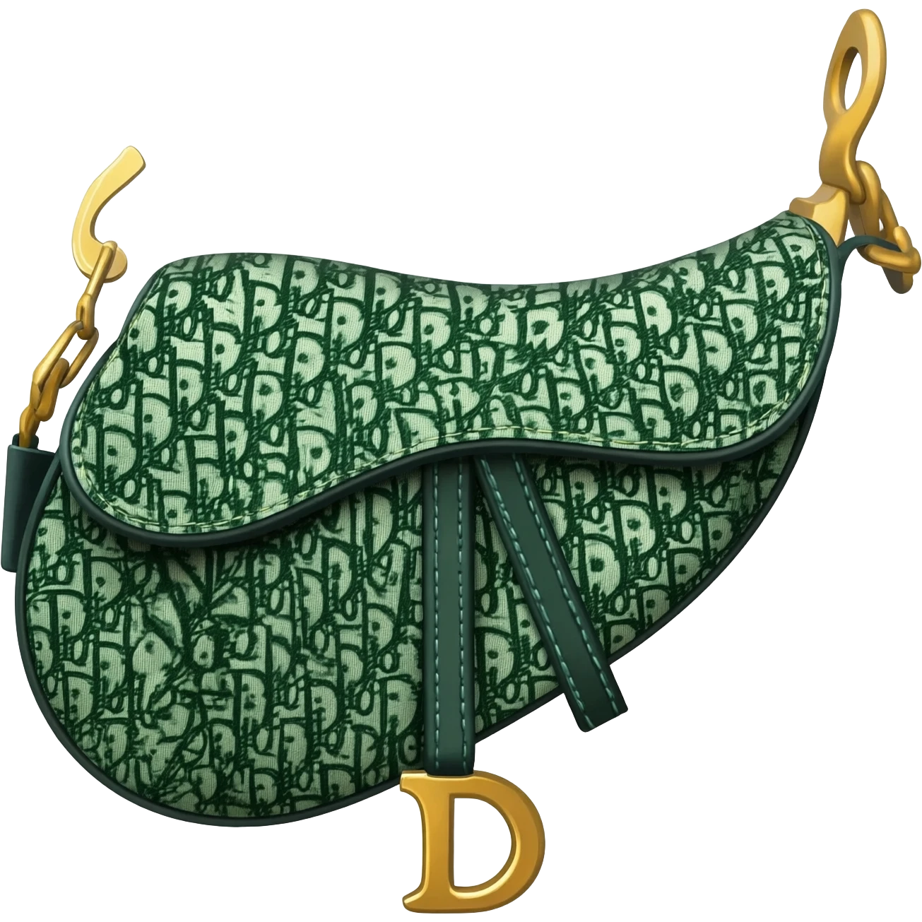 green dior print saddle bag emoji
