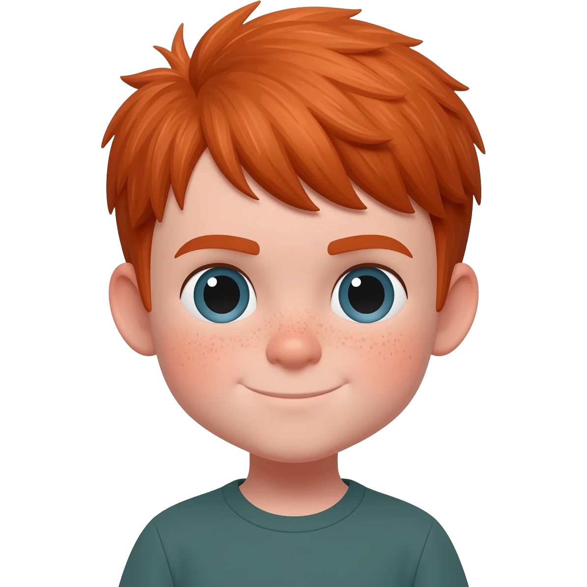 un niño pequeño pelirrojo con corte de hongo y cabello muy lacio emoji