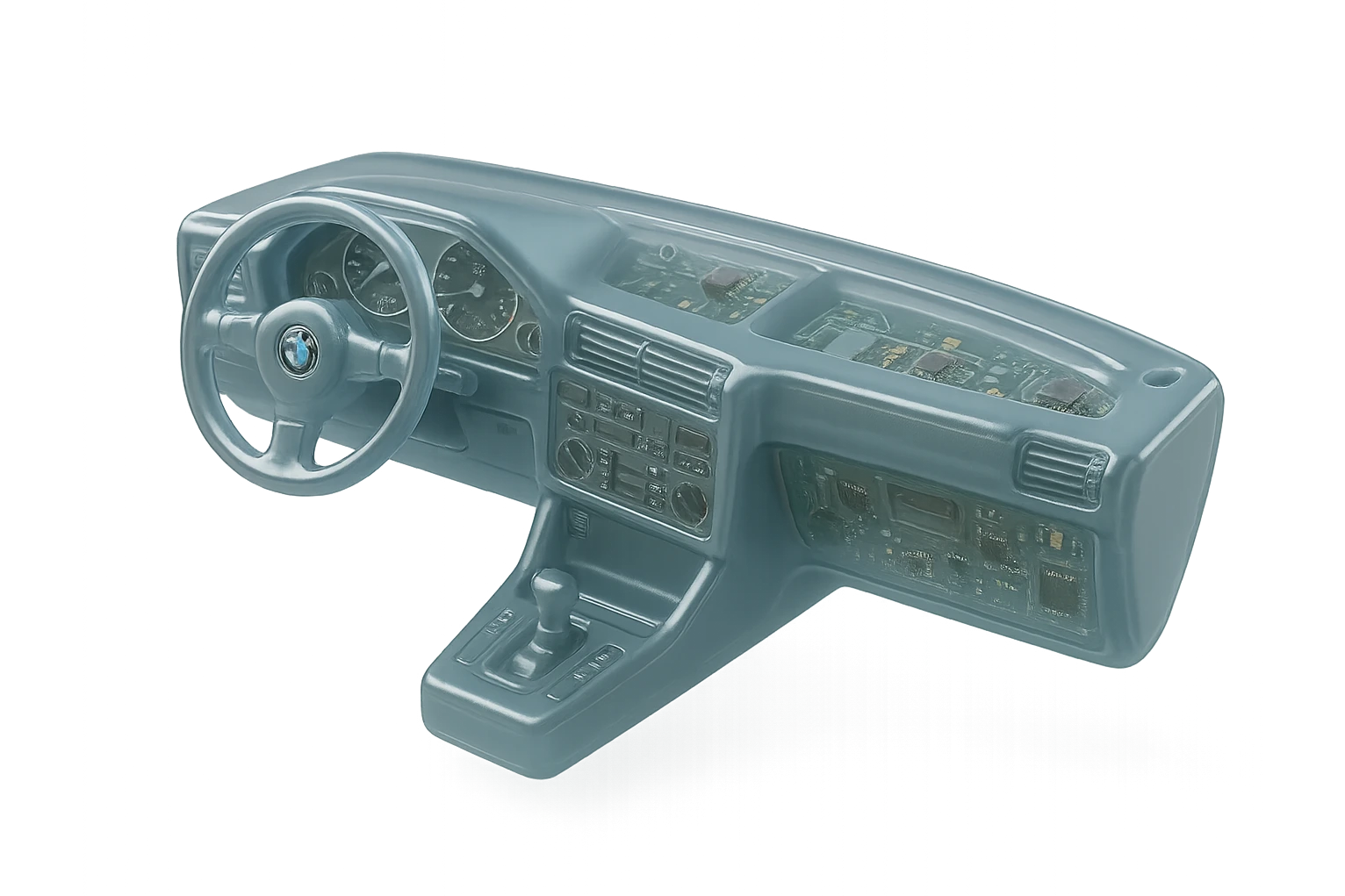 BMW E30 dashboard, realistic, glossy circuit style emoji