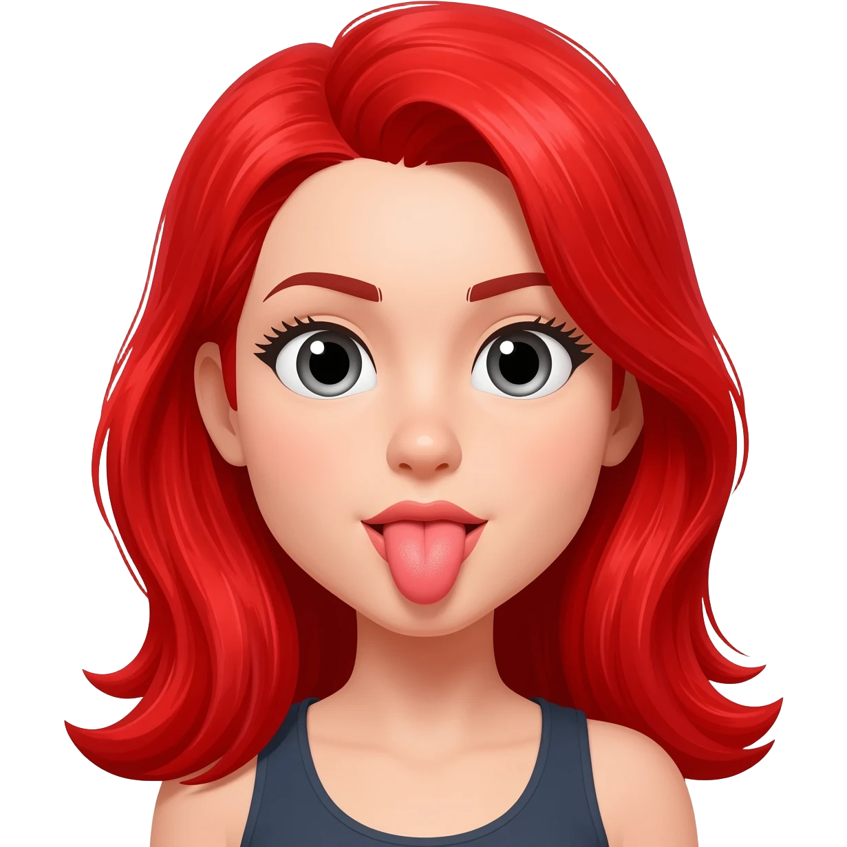 Mujer sacando la lengua con peló rojo emoji