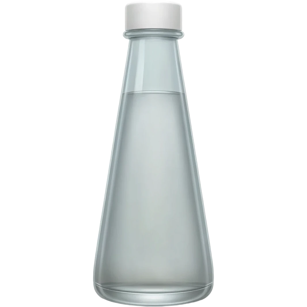 aesthetic clear syrup in tall clear full glass drink bottle with white lid realistic soft textures emoji