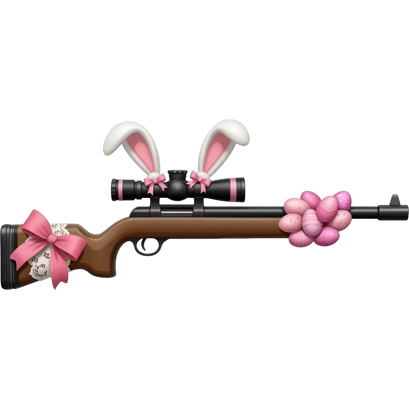 easter theme sniper rifle like with bunny ears and eggs and pink emoji