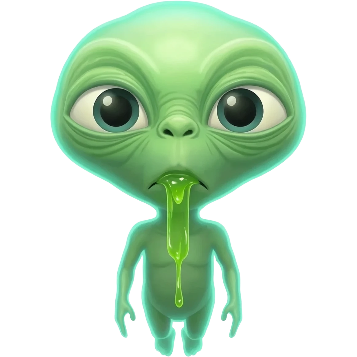 E.T. The Extra-Terrestrial from the movie puking green liquid emoji
