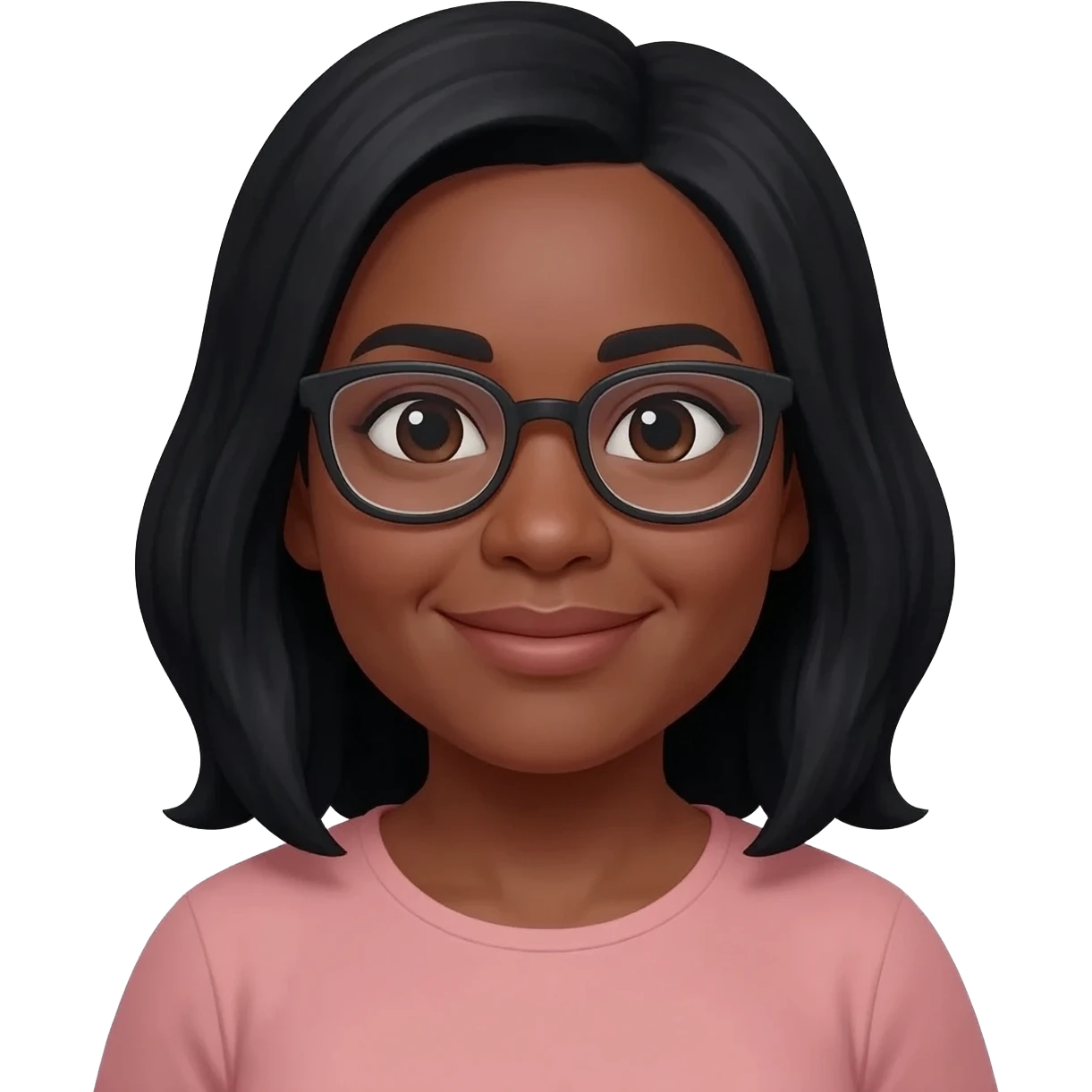 african american woman, black hair past shoulder, with glasses, a little heavy set, saying thank you emoji
