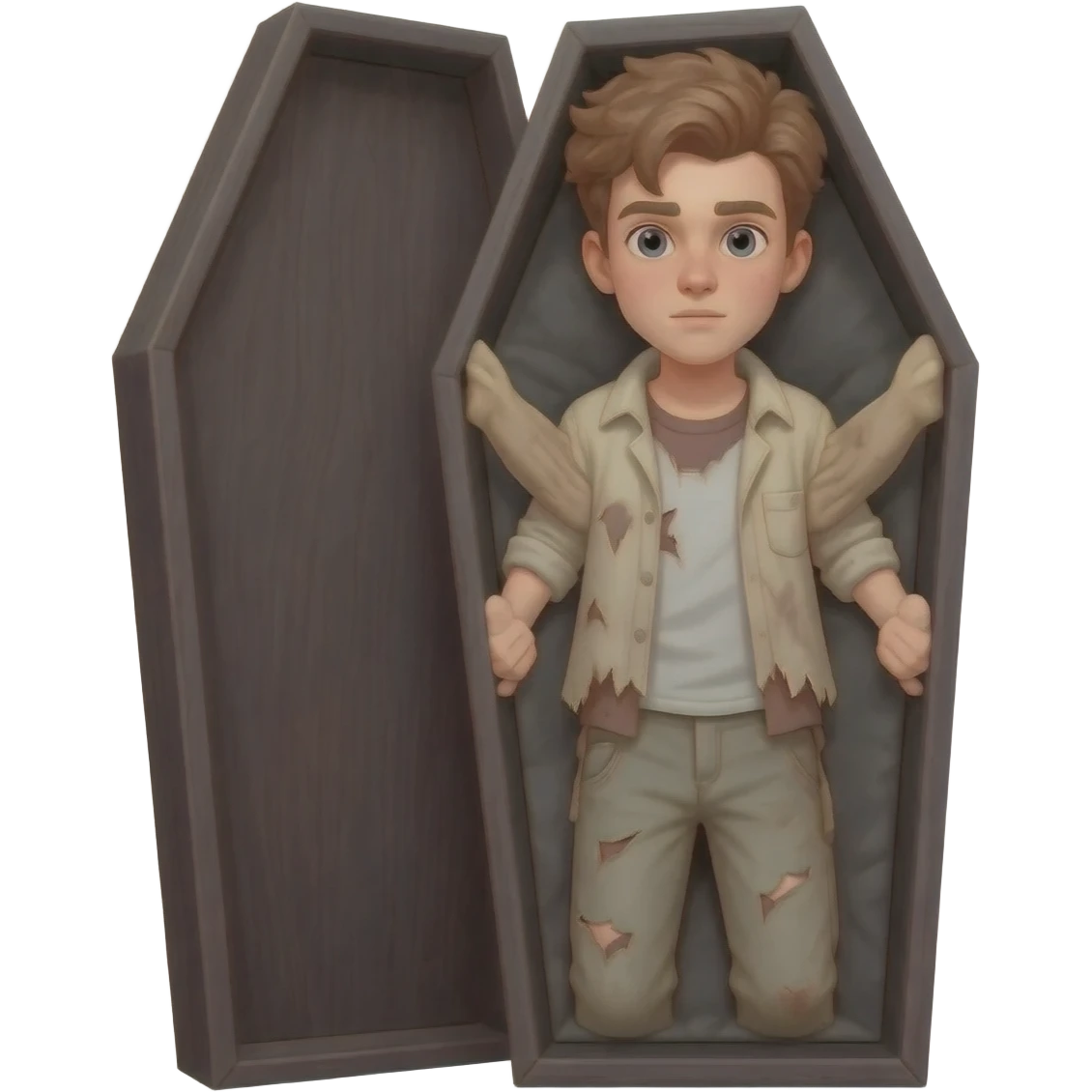 нарисуй бедного в рваной одежде парня 20-24 лет , как он встает из гроба emoji