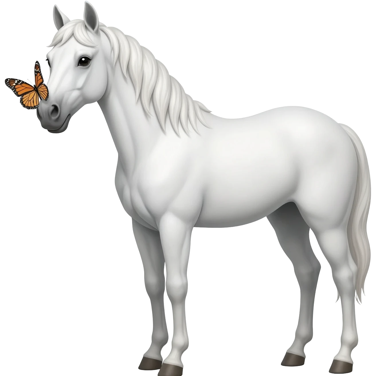 White horse with a butterfly on its nose emoji