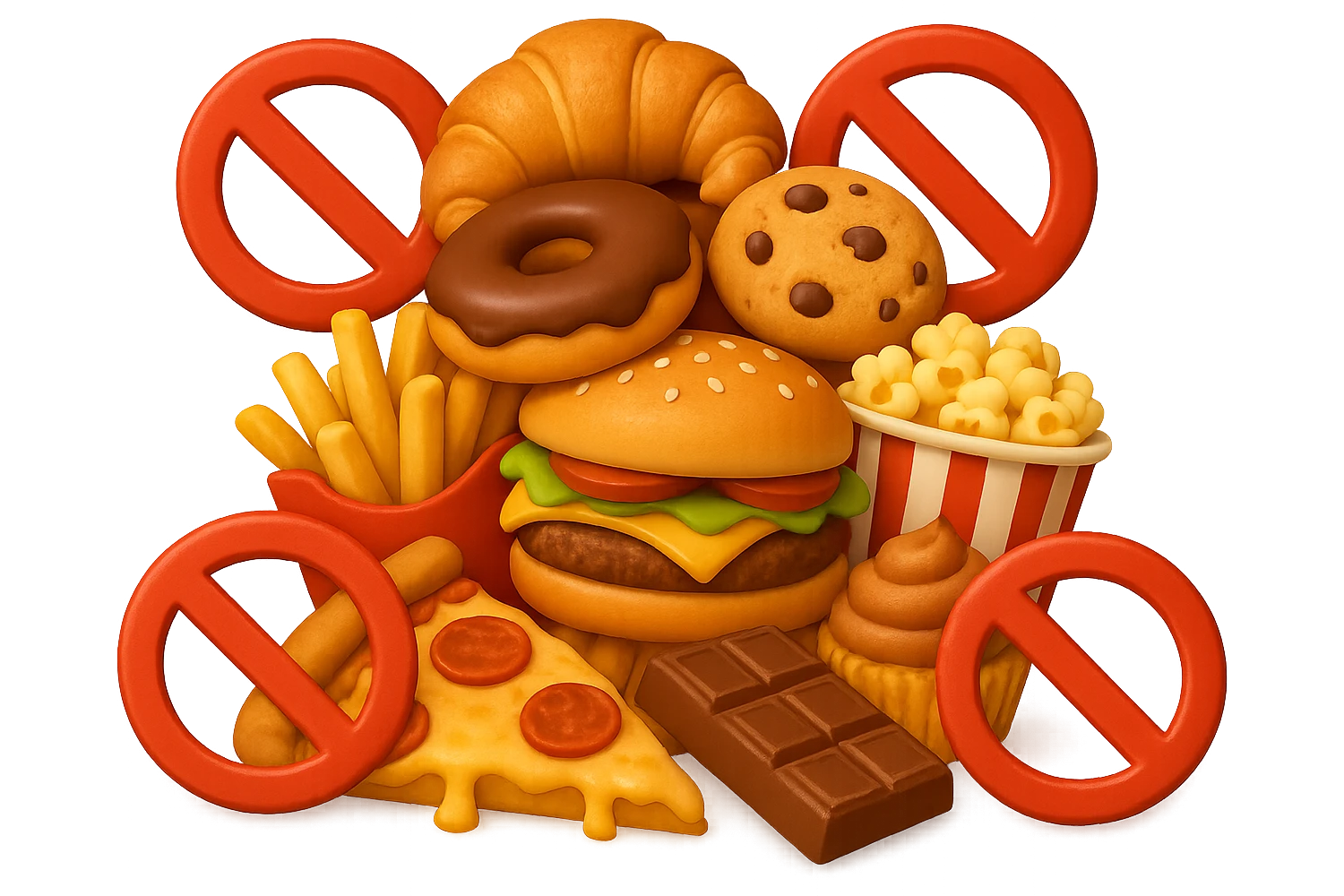 EMOJI STILE IPHONE DI UNa montagna di cibo con divieti 3d sparsi, IPERREALISTICO 4K emoji