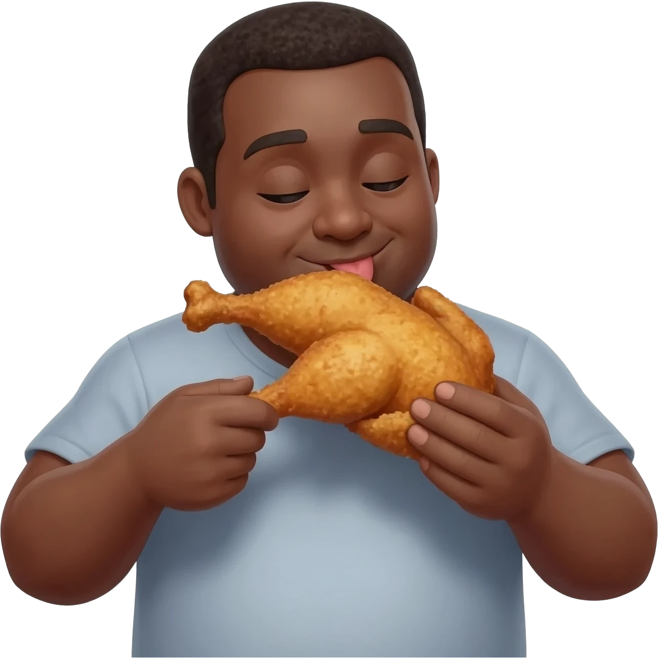 a black fat man eating fried chicken emoji