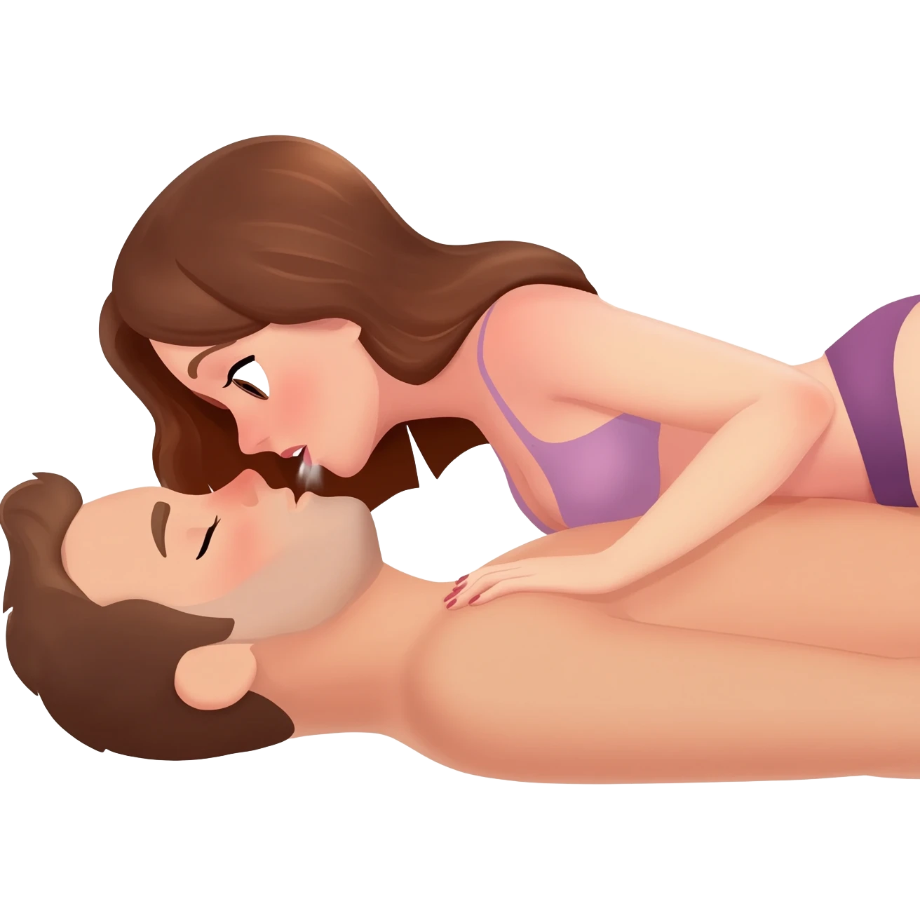 Woman having sex on top of man emoji