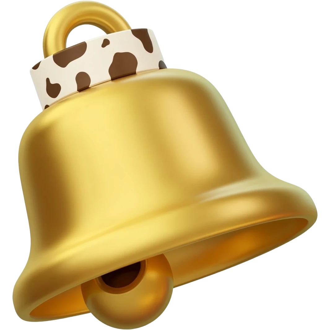 plain gold cowbell on a collar with cow dot pattern emoji