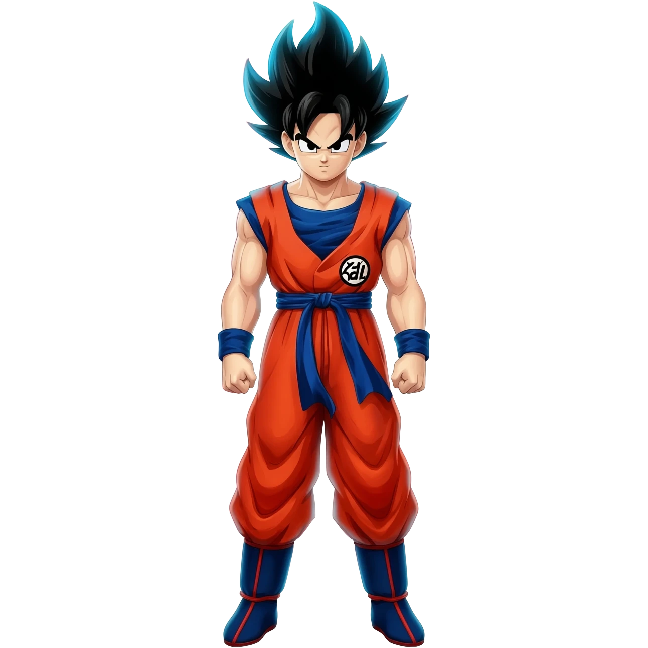 Goku su pelo de aura con rojo y azul Y que se vea todo menos los pies emoji