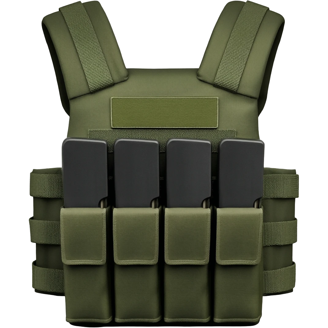 Green fatigue plate carrier bandolier with magazine pouch  emoji