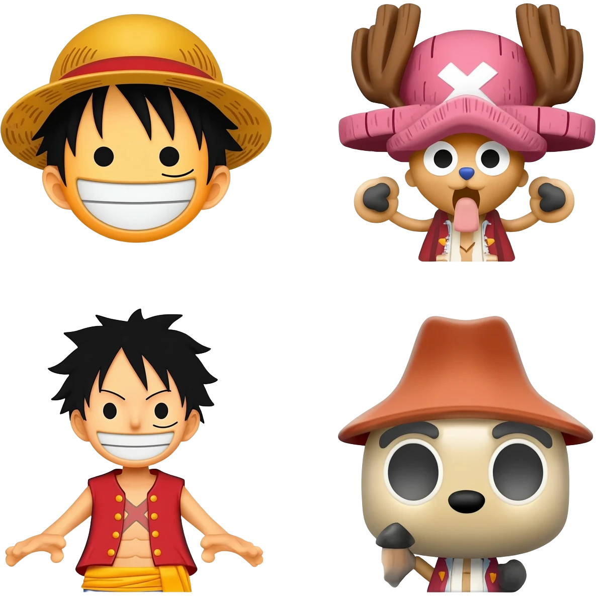 Cree un emoji de senku taiju luffy chopper zorro séparément emoji