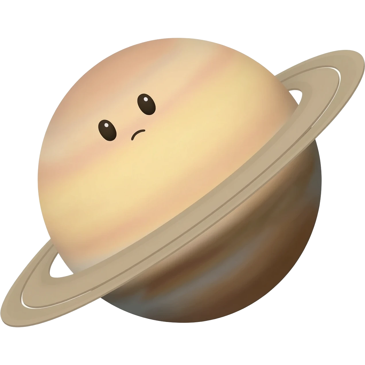 make a similar image of the planet uranus but without the eyelashes.  Have the face look a little confused as the planet is tilting sideways.  The planet should have a single ring around it. emoji