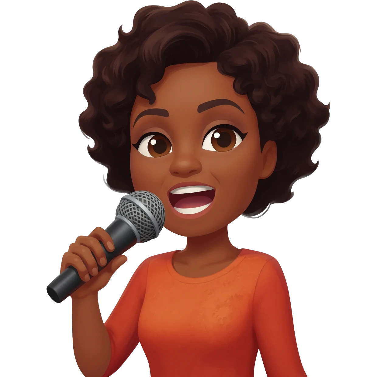 Gonemili Grace chante avec un micro en main emoji