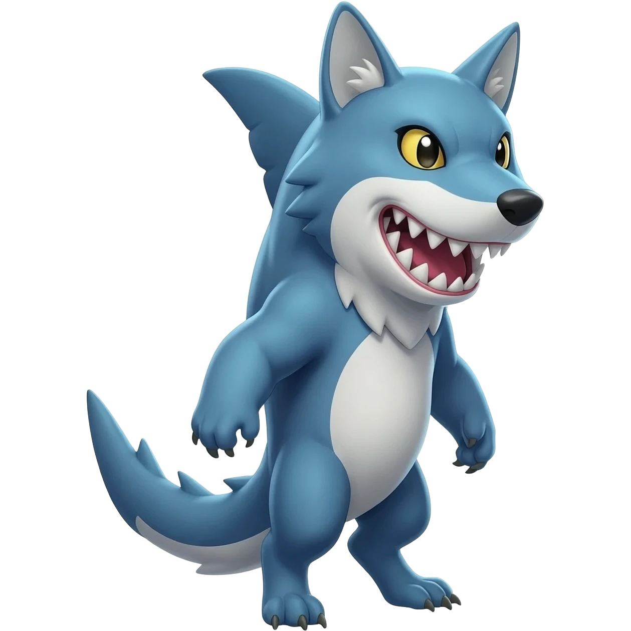 Cool badass edgy furry cute realistic Landhai-Shark-wolf-Sharpedo-Hyena-hybrid-animal-Pokémon-Fakemon-fusion-creature  emoji