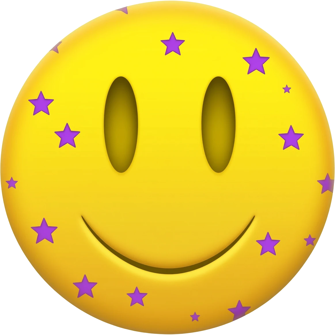 Yellow emoji with purple stars emoji