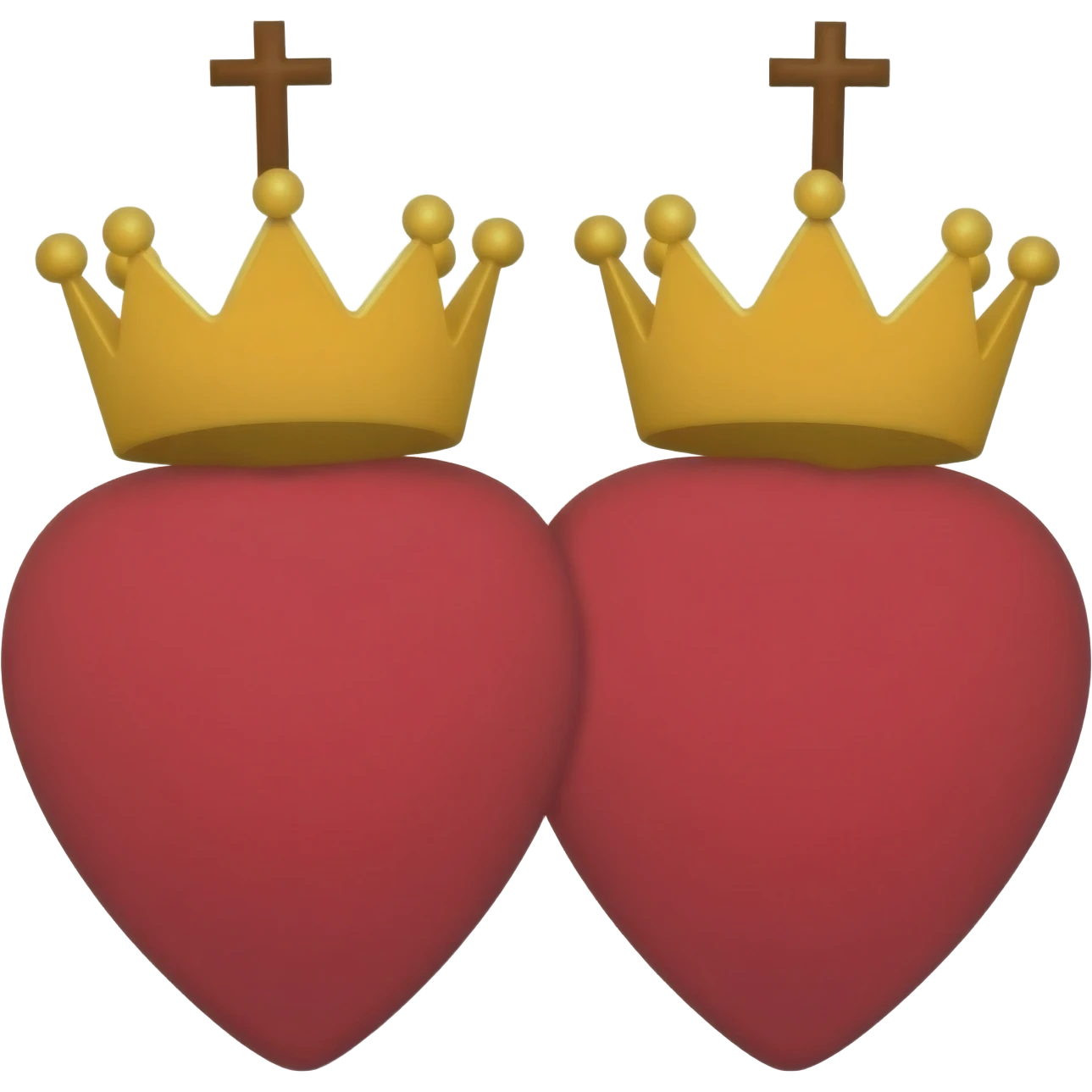 Double cœur sacré, couronné et coiffé d’un croix emoji