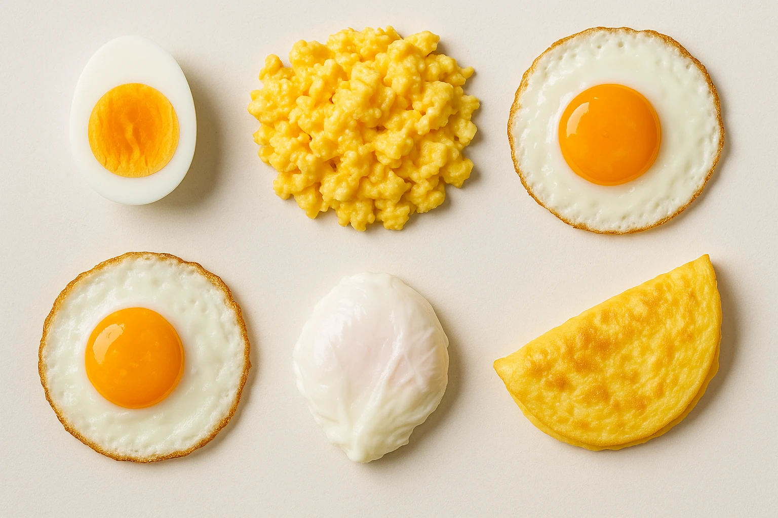 uova cotte in modo diverso in un clima pulito, viste dall'alto emoji