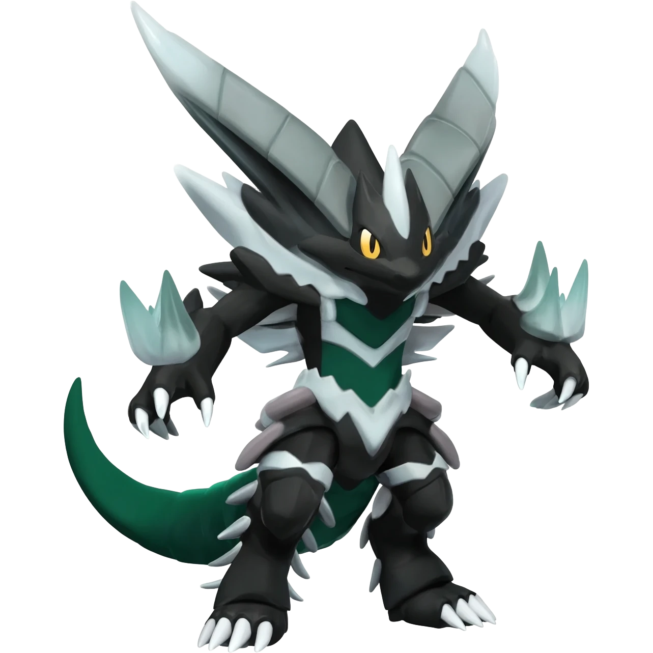 Shiny Black Grey White and Dark-Green Trico-Nargacuga-Silvally-Absol-fusion emoji