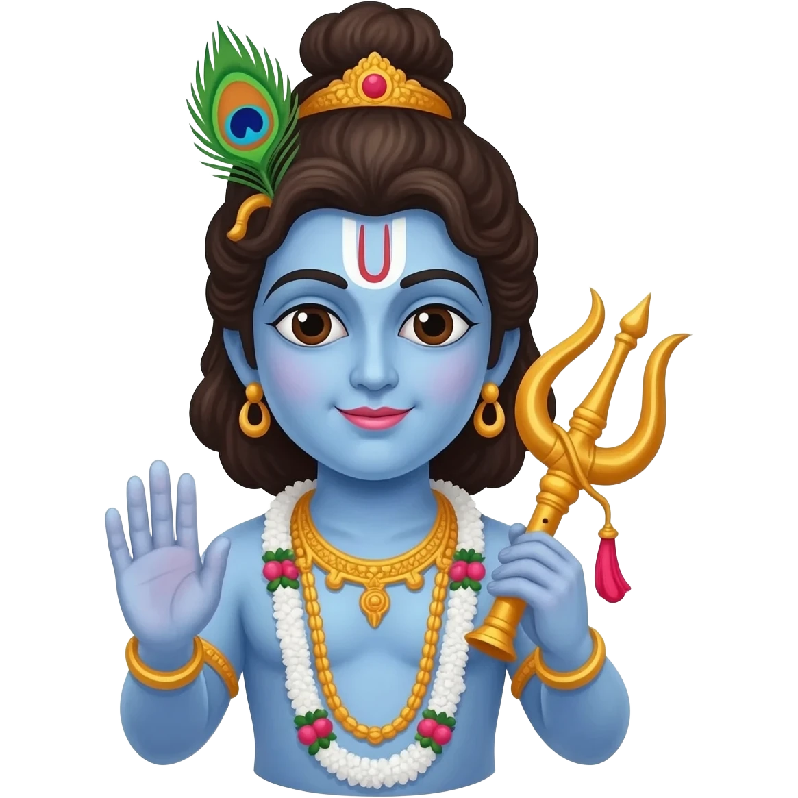 Lord Krishna is wearing mayur pankh, sudarshan chakra and flute in one emoji emoji