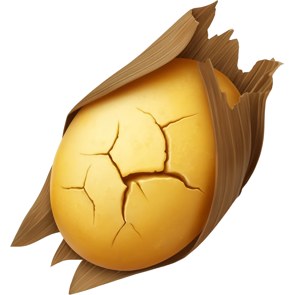 A small, oval fermented cornmeal dumpling wrapped in/brown leaves – West African staple, round shape often served with thick red stew or fish. emoji