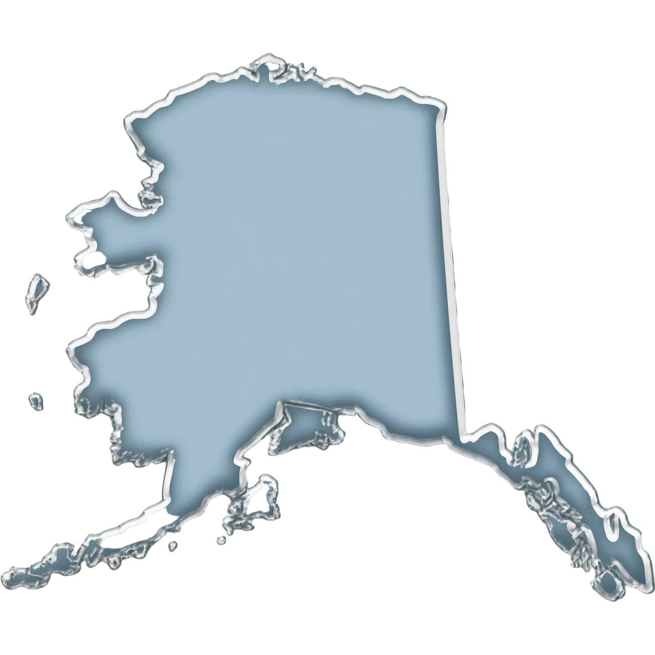 the perimeter edge of the state alaska, filled in white emoji