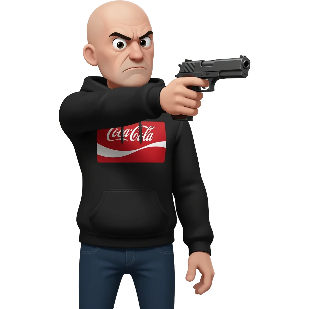 grumpy coca-cola emoji and a gun pointing to the head emoji