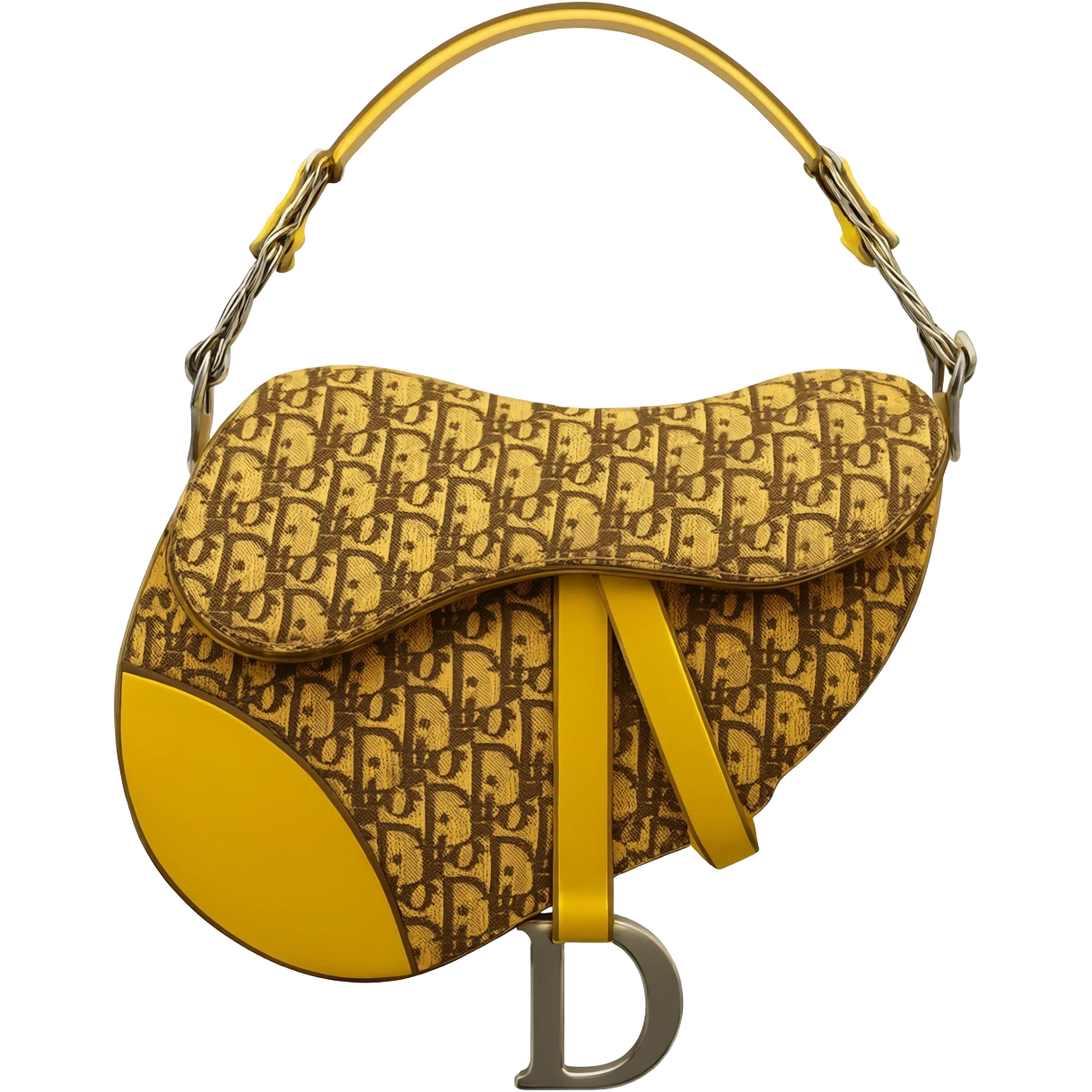 yellow dior printed saddle bag emoji