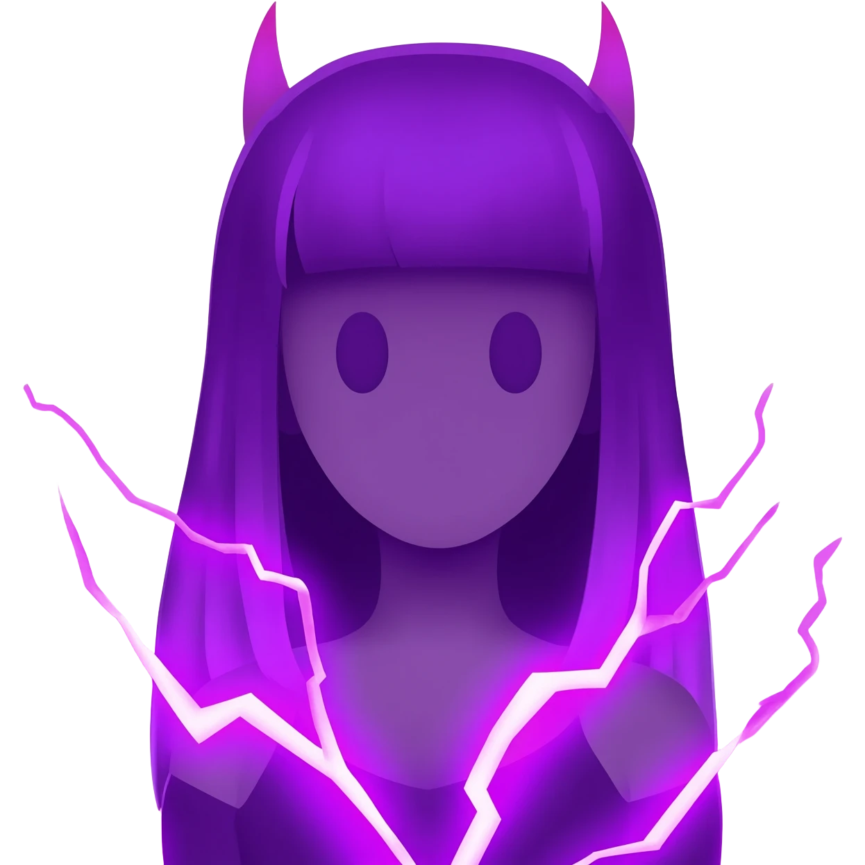 紫の女性の悪魔、紫の雷を纏ってる。人間っぽくなくて、この絵文字を参考に👿　顔だけを映して。 emoji