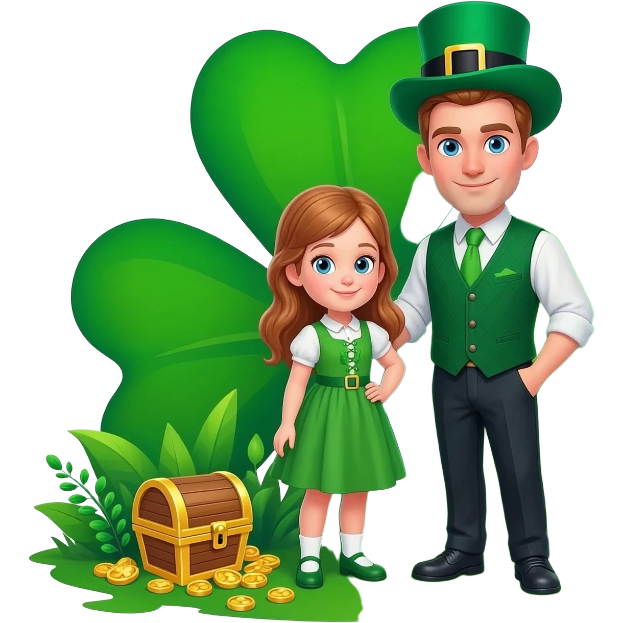 Give him blue eyes and then put him into the leprechaun one with the girl emoji