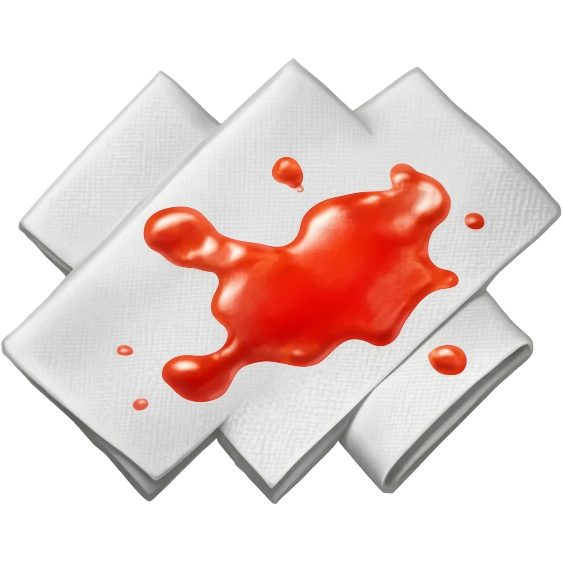 White napkin folded into a cross shape, with red tomato sauce (or blood?) staining it emoji