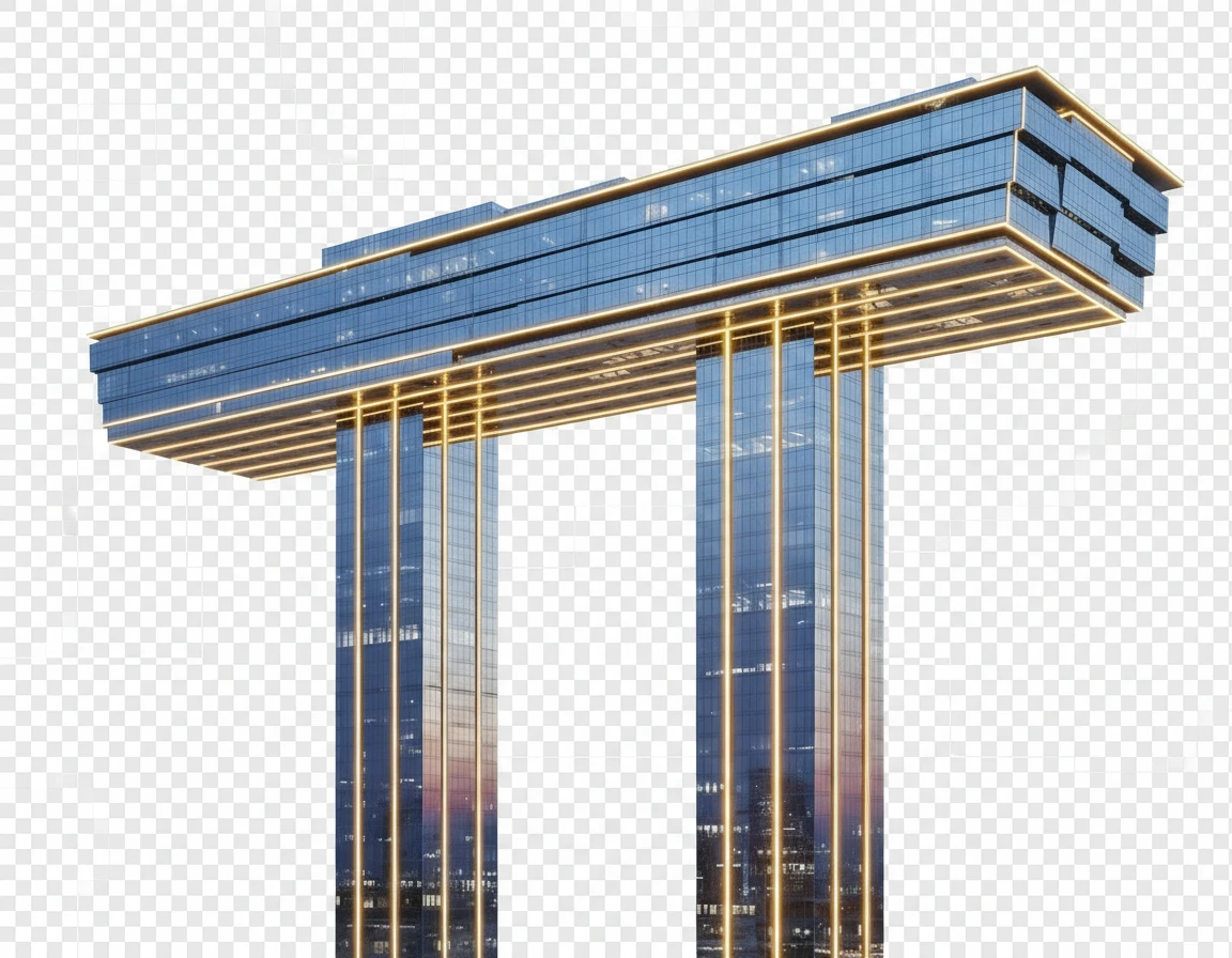 Сделай похожий небоскреб, но с более ярким желтым свечением. Две стойки сделай еще более высокими, а горизонтальную часть небоскреба - в 2 раза длиннее.

Фотореализм. Прозрачный фон emoji