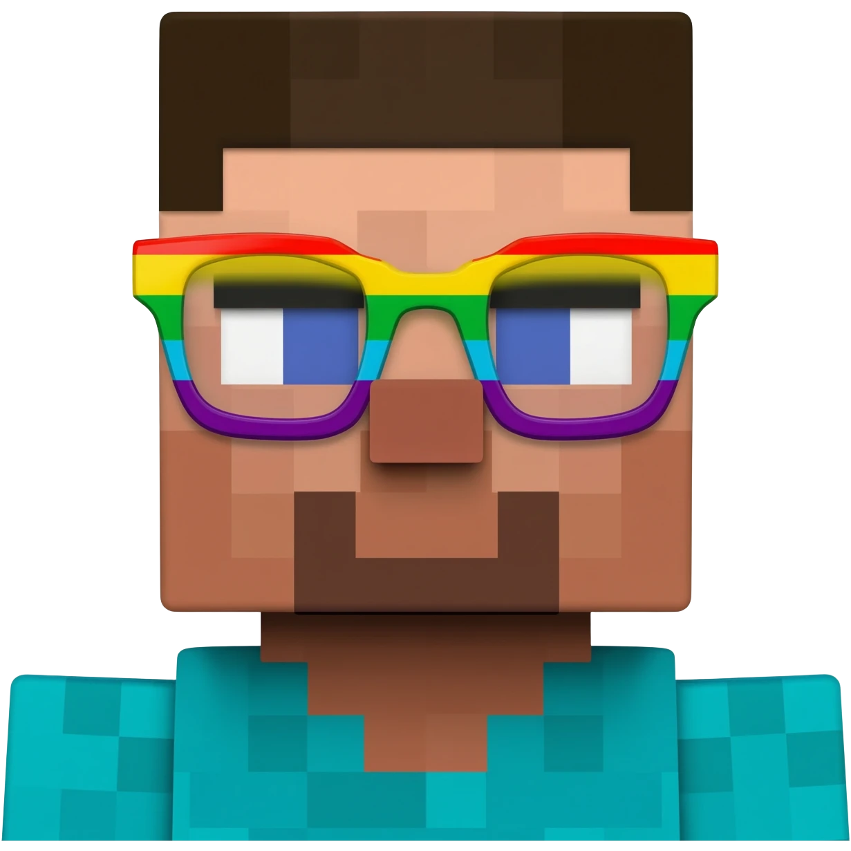 minecraft steve with rainbow glasses saying hype but make backround transparent emoji