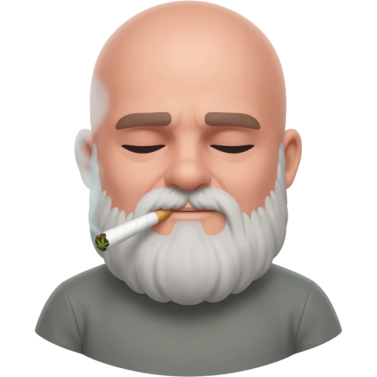 Bald man with white beard smoking Weed emoji