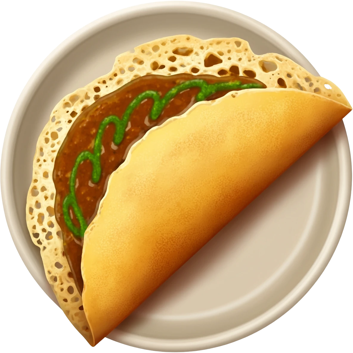 Beene dosa with sambar and chatni emoji