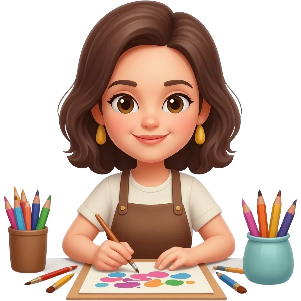 uma mulher artesa que trabalha com papelaria emoji