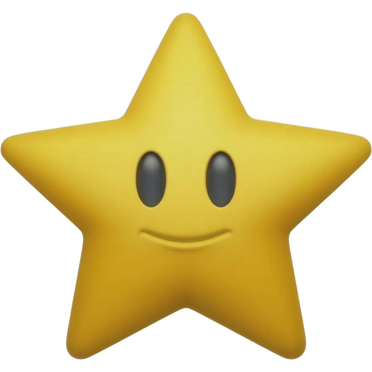 An half star but not to pointy and it has a face the color is yellow emoji