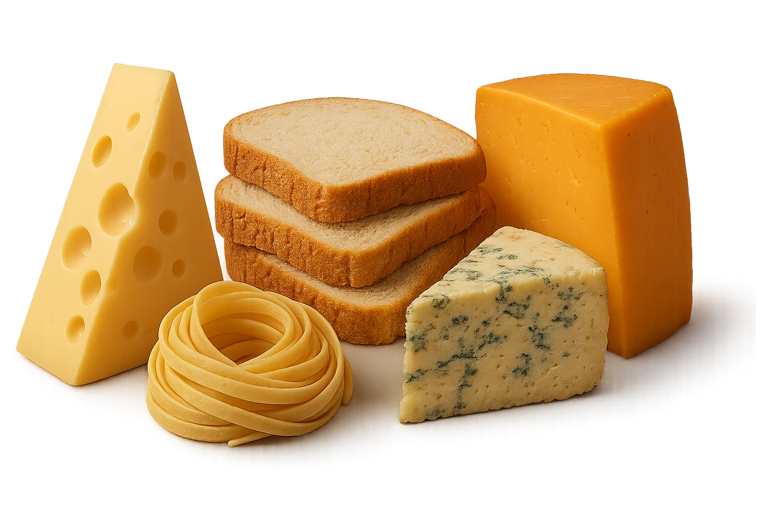 FORMAGGI, PANE BIANCO E PASTA, IPERREALISTICI 4K emoji