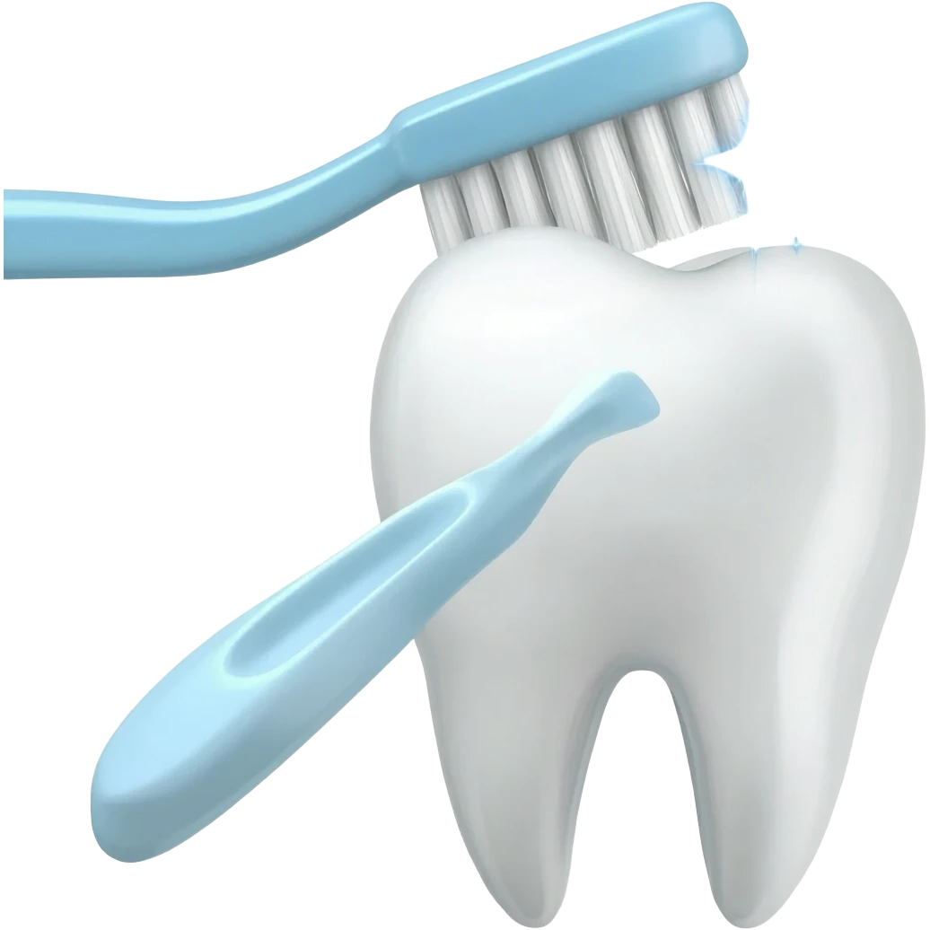 A tooth being brushed and giving off shinning stars from the crown emoji