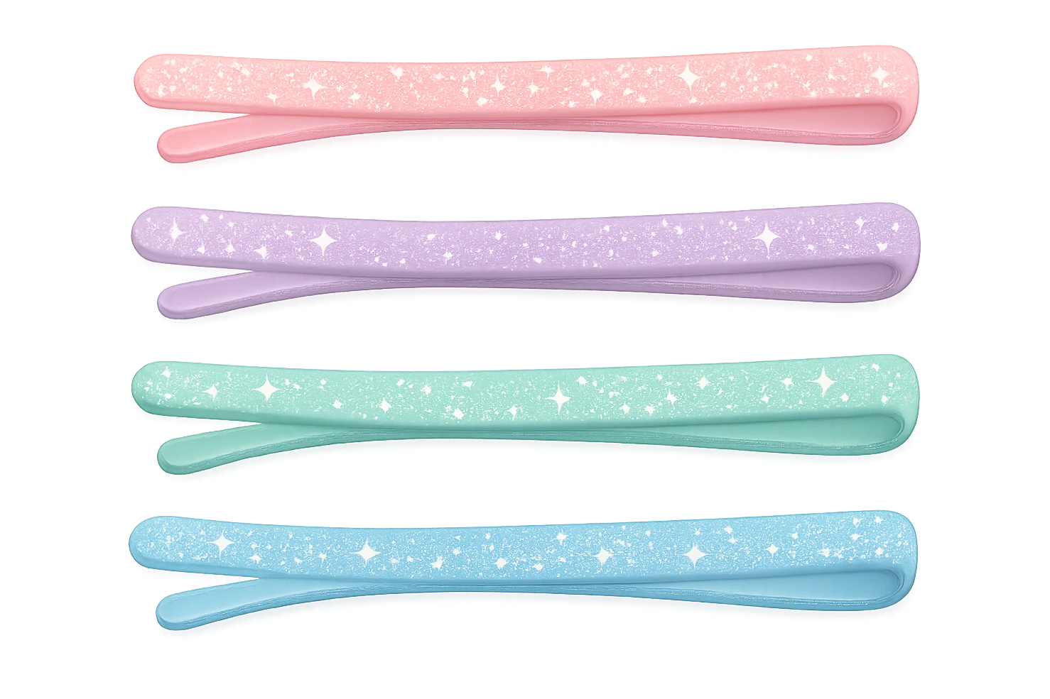 girly sparkling bobby pins, pastel colors, no background emoji